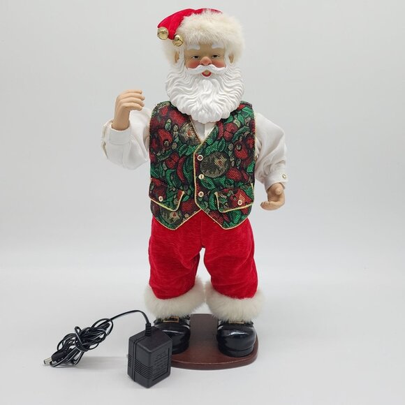 Rockin' Animated Santa Claus Doll With Festive Vest & Red Velvet Outfit 1999 - Picture 1 of 9